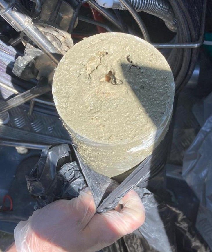 Section of pipe removed during stack repair