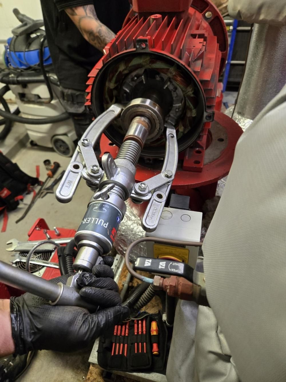Engineer servicing a waste pump